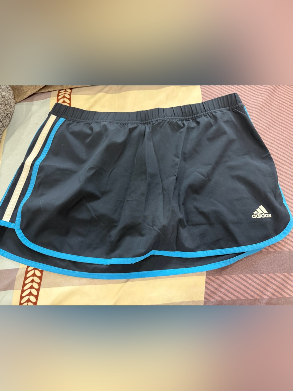 adidas Black Men's Athletic Shorts with Blue Trim